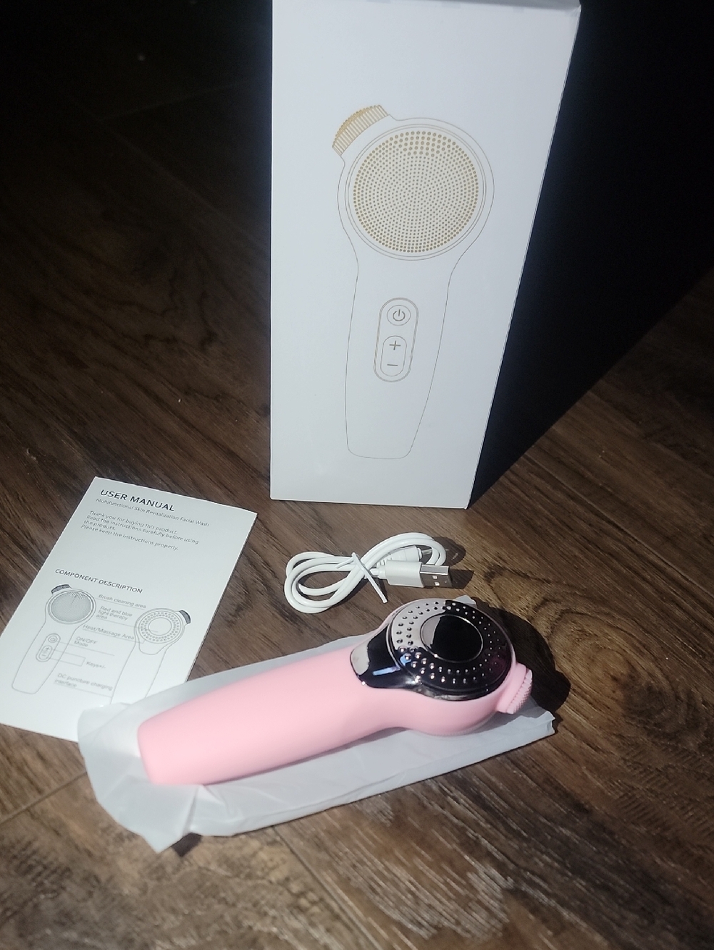 Pink USB Rechargeable Facial Cleansing & Treatment Device